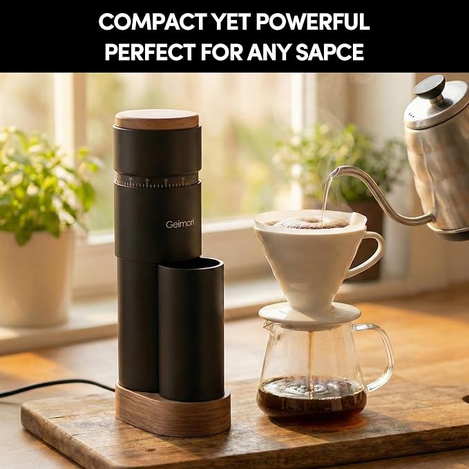 Burr Coffee Grinder,Wirsh Portable Electric Grinder Geimori T38 Plus,Espresso Grinder with Conical Burr,Stepless Grind Settings from Fine to Coarse for Espresso,Drip,French Press,Home&Travel Use
