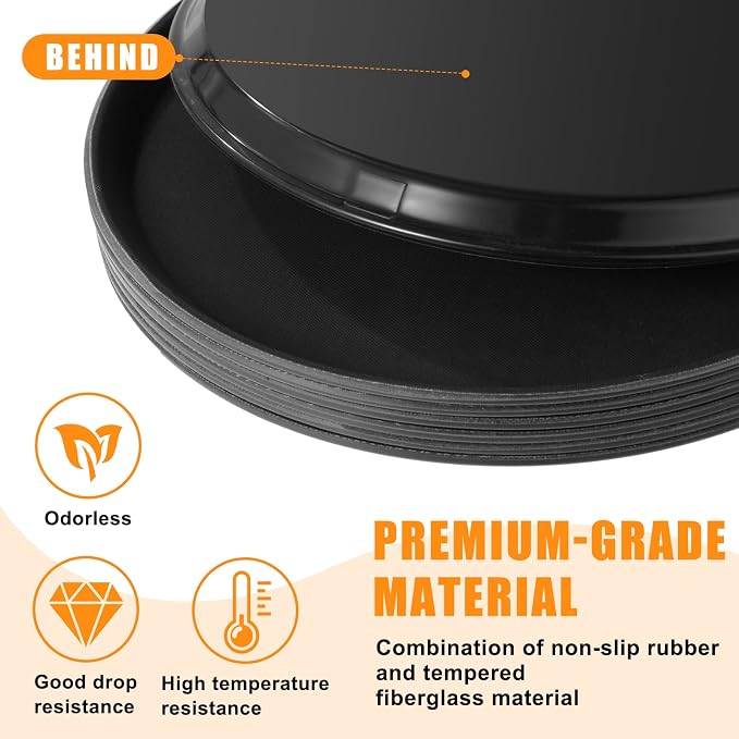 Zopeal 8 Pcs Bar Service Tray Round Plastic Non Slip,14" | For Waiter Server in Restaurant Cafeteria Bar, Raised Edges Prevent Spills, Cocktail Food Server, Textured Surface Grip