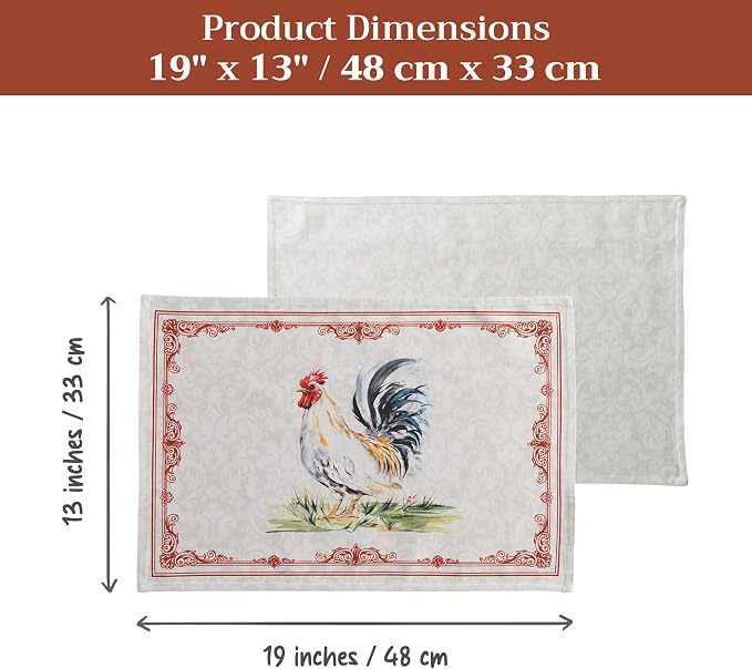 Maison d' Hermine Placemats Set of 4 Reusable 100% Cotton (13"x19") | Cloth Place Mats Washable Table Mats for Kitchen Dining Party Wedding Hotel Home Restaurant Spring Summer - Campagne