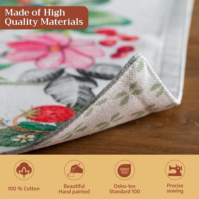 Maison d' Hermine Placemats Set of 4 Reusable 100% Cotton (13"x19") | Cloth Place Mats Washable Table Mats for Kitchen Dining Party Wedding Hotel Home Restaurant Spring Summer - Printemps