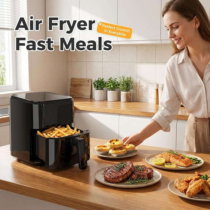 Compact Digital Air Fryer 3 Qt, Small Airfryer with Nonstick Plate, Dishwasher Safe Basket, Auto Shutoff, Simple Touchscreen, Quick Meals for Small Spaces