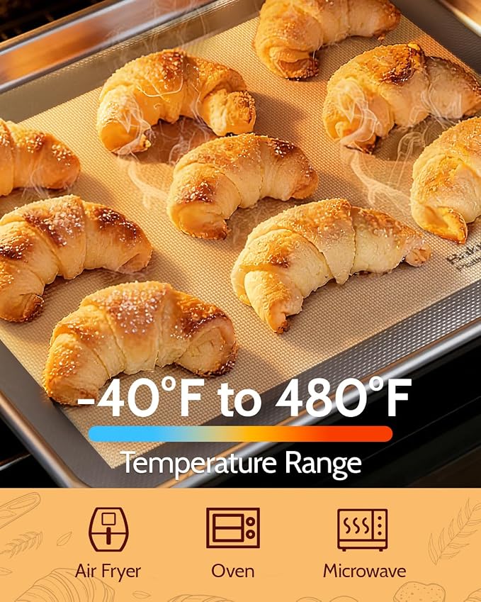 Sopito Platinum Silicone Baking Mat, Non-Stick Silicone Baking Sheet, 5 Pcs | Reusable, Food-Grade, Heat Resistant to 480℃, Dishwasher Safe, Half-sheets, Quarter-sheets, and Round Mat Set, Versatility