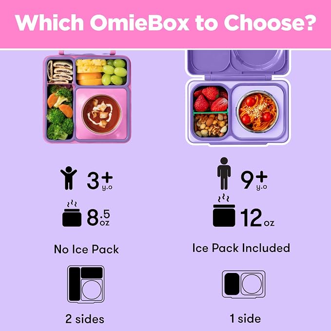 Omie OmieBox Kids Insulated Bento Box, Unicorn Pink