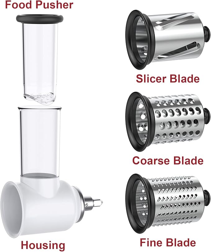 GVODE Slicer Shredder Attachment for KitchenAid Stand Mixers,Food Processor | Cheese Shredder with 3 Stainless Steel Blades, Cheese Grater Attachment for KitchenAid Stand Mixer, Easy Clean
