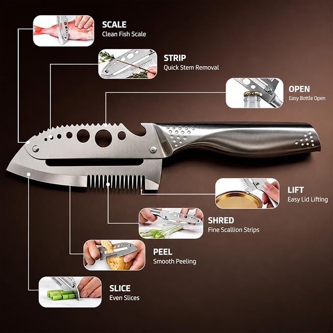 Multifunctional Vegetable Peeler, 7-in-1, Stainless Steel, Multi-Use Kitchen Tool (2)