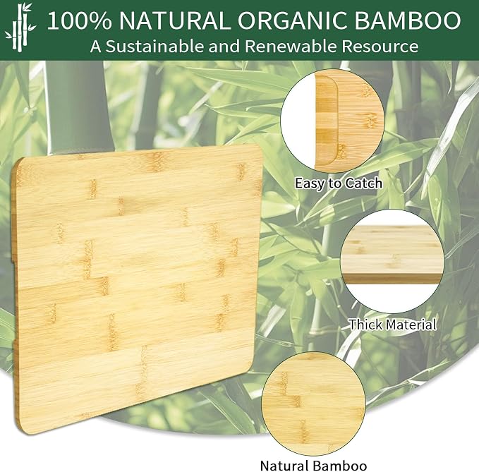 Bamboo Cutting Board Compatible with Ninja DT201/DT251 Foodi and Emeril Lagasse 26QT Air Fryer, 16.3"x13.1" Features Heat-Resistant Non-Skid Feet to Create Storage Space and Protect Countertops