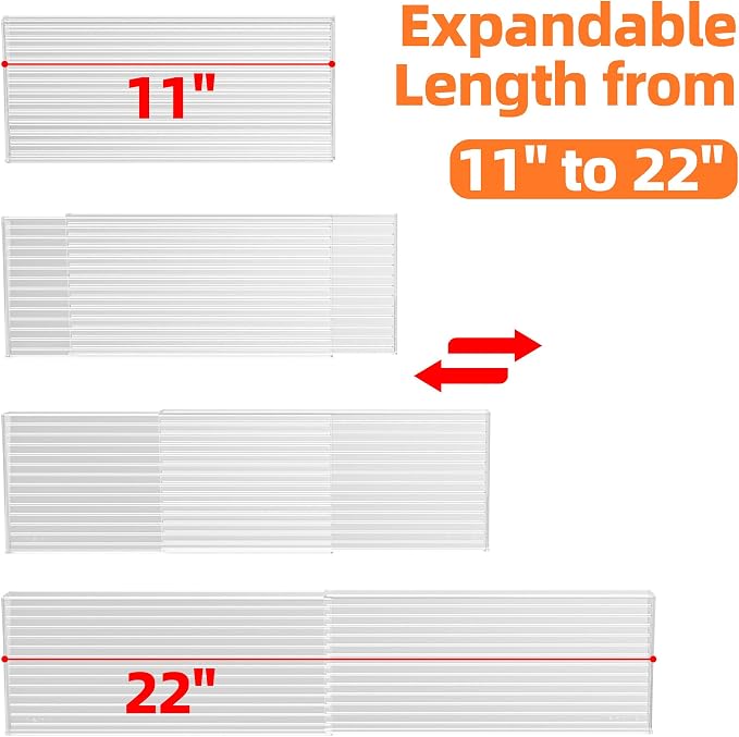 MUDEELA Clear Spice Drawer Organizer, 3 Tier- 2 Set (6 Packs) | Expandable From 11" to 22", (Jars not included), Kitchen Seasoning Organizers and Storage for Drawer