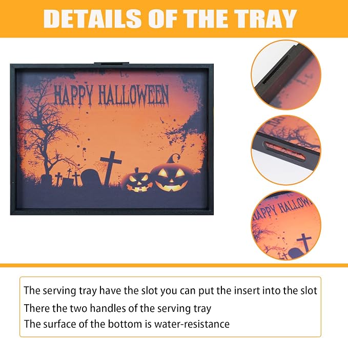Krismax Halloween Decorations Decorative Serving Trays and Platters Pumpkin Tray - Snacks Bowl Candy Dish - for Breakfast, Lunch, Dinner, Appetizers - Food Tray