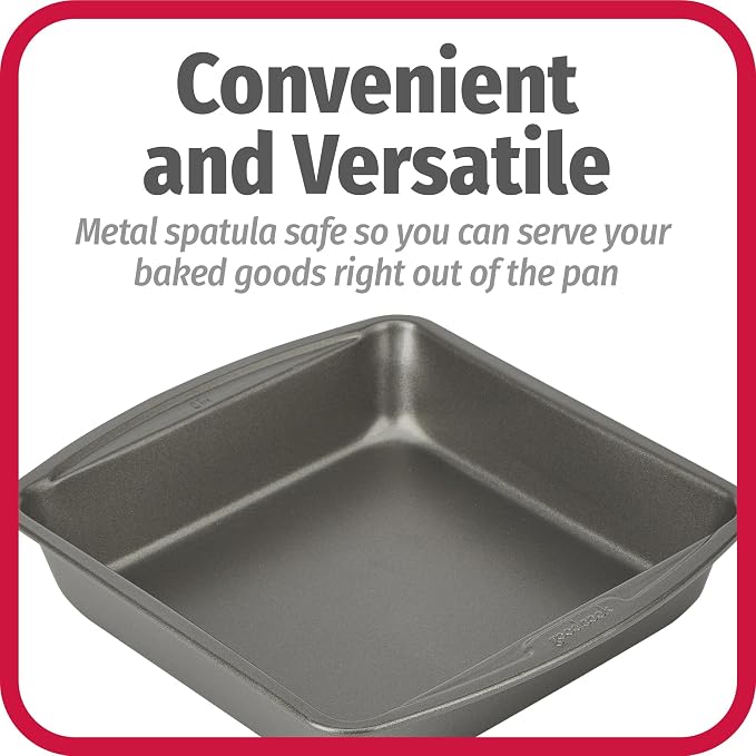 GoodCook Everyday Nonstick Steel Square Pan, 8", Gray (Pack of 2)