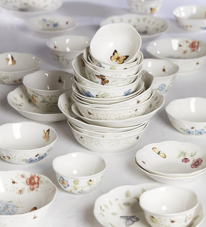 Lenox Butterfly Meadow Porcelain Pasta Bowl | dishwasher safe, microwave safe | floral design, doubles as a salad bowl, kitchen essential, gift for women