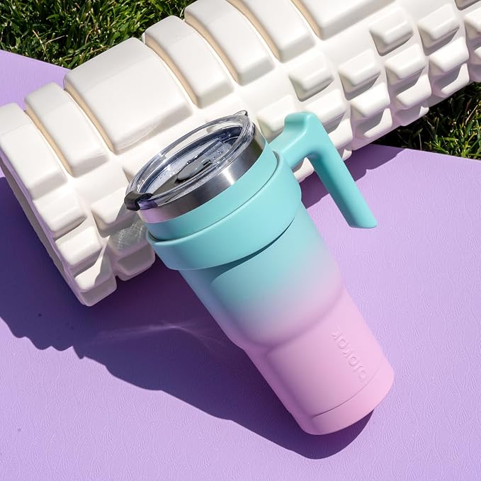 BJPKPK 10 oz Mini Tumbler with Lid, Straw & Handle, Insulated Steel Cup | Small, Spill Proof, Leak Proof, Thermal, Double Wall Vacuum, Sweatproof, Dishwasher Safe, BPA Free, Bubble Gum