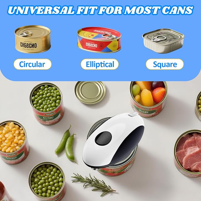 CEVING USB Rechargeable Electric Can Opener, One-Touch & Hands-Free | Battery Operated Cordless Design with Magnetic Lid Holder and Smooth Edge Cutting, Ideal for Seniors, Fits All Standard Cans
