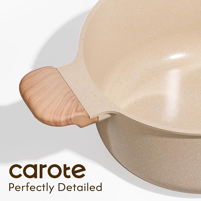 CAROTE 5 Qt Nonstick Stock Pot with Lid Soup Pot, Ceramic 5 Quart Casserole with Lid, Easy to Clean Non Stick Cooking Pot Cookware PFOA Free, Ceramic Oatmeal