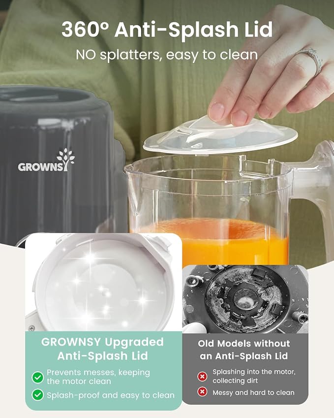 Grownsy Baby Food Maker, Steamer & Blender Baby Food Processor, Dark Grey | BPA-Free Elevated Steam Basket, Healthy Homemade Baby Food Purees, Starting Solids & BLW, Baby Feeding Essentials, 6+ Months