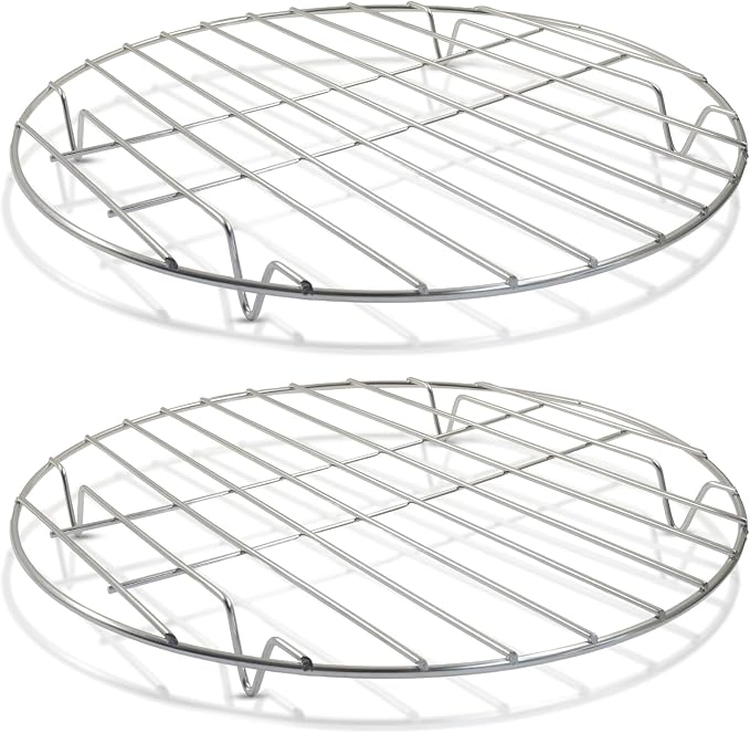 10.5" Round Cooking Rack, 2 Pcs, Stainless Steel | Baking, Cooling, Steaming, Grilling, For Air Fryer, Pressure Cooker, Cooking Enthusiasts