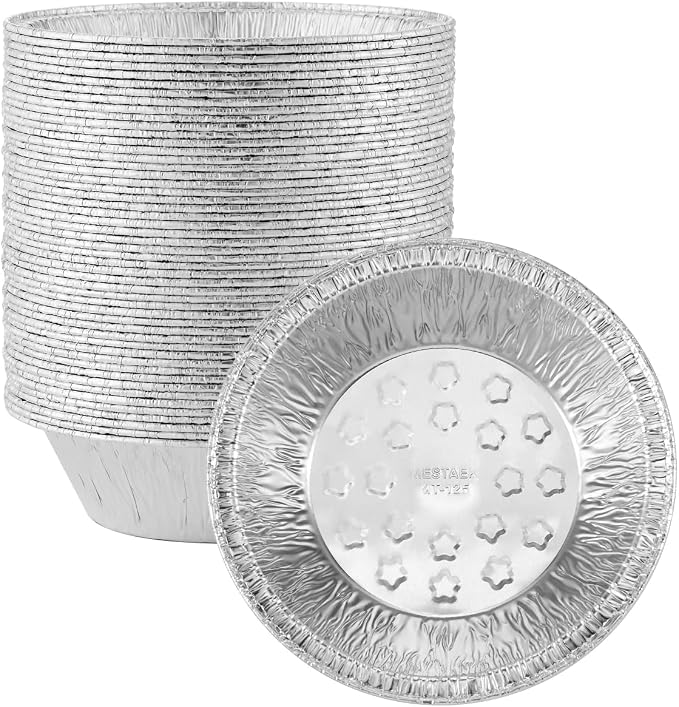 5 Inch Mini Aluminum Foil Pie Pans, 100 Pack | Heavy Duty Foil, Oven and Freezer Safe, Ideal for Individual Pies, Desserts and Catering