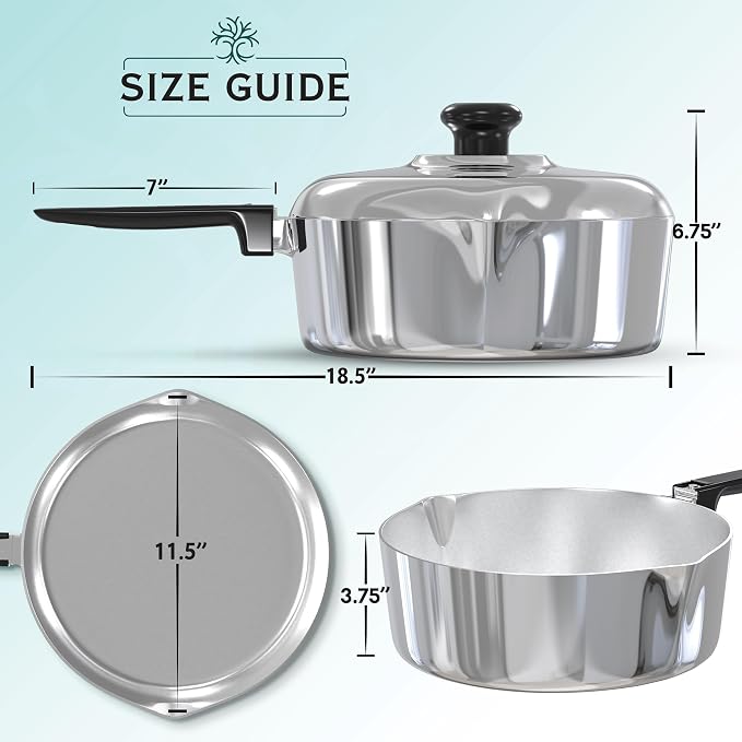 MAGNAWARE Cast Aluminum Sauté Pan with Lid 12 inch - Oven Safe Deep Frying Pan with Lid, Two Side Spouts and Ergonomic Stay-Cool Handle for Comfortable Grip and Pouring (4 Quart)