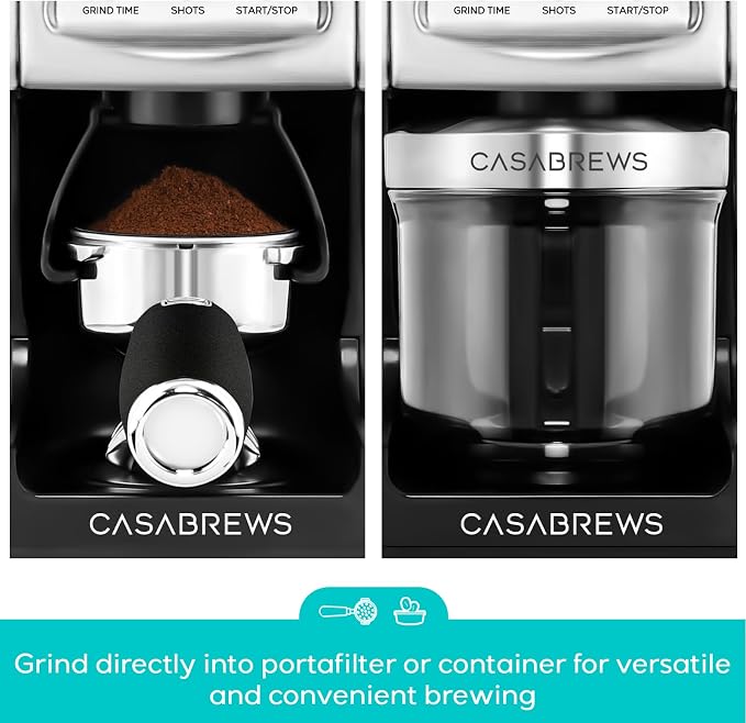 CASABREWS Tornado Electric Conical Burr Coffee Grinder with LCD Display | 77 Precision Grind Settings for French to Espresso, LCD Display, Custom Grind Time, Durable Stainless Steel Design for Home