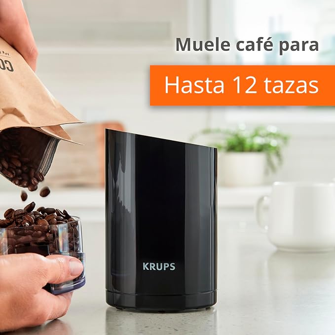 KRUPS Precision Electric Coffee Grinders, 3 oz Capacity, 200W Motor, Stainless Steel Blades for Uniform Grinding of Beans, Herb and Nuts, Coffee and Spice Grinder Electric, (Black)