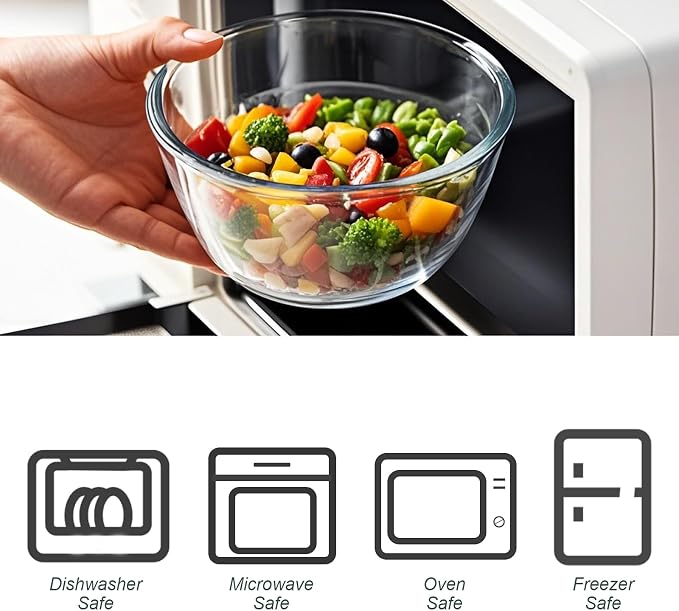 M MCIRCO 4 Packs Glass Mixing Bowls with Lids Set, 0.8/1.7/2.9/4.8 Qt | Glass Bowl Set, Nesting Bowls for Meal Prep, Food Storage, Bowls For Cooking, Baking, BPA Free