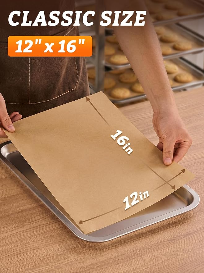 SMARTAKE 400 Pcs Parchment Paper Baking Sheets, Pre-Cut, 12x16 Inches | Unbleached Non-Stick Greaseproof Baking Paper, Oven Safe up to 450°F, for Frying Grilling Steaming Bread Cakes Cookies Meats