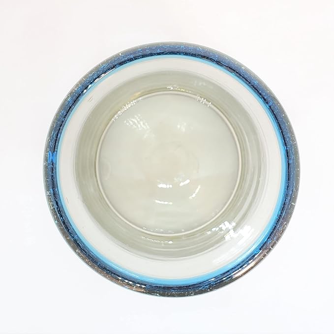Aqua Blue Rim 9 oz Juice Glasses (set of 6) Mexican Handmade Glassware, Recycled Glass, Lead-free, Toxin-Free (Juice)