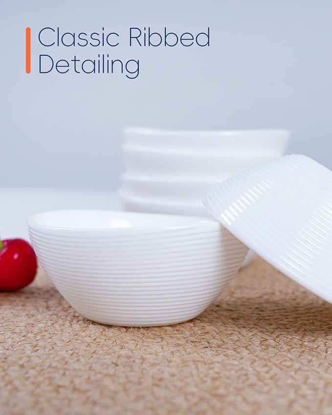 3 OZ White Dipping Bowl Set of 6, 3.5 Inch Opal Glass | Mini pinch bowls for soy sauce, ketchup, BBQ, sushi, bread and condiments, ideal for parties and everyday serving