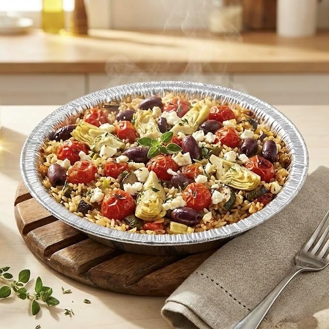 Aluminum Foil Pie Pans, 8 inch Tart Tins, 50 ct. | Made in USA, 7" Inner Diameter, Disposable Foil, Freezer & Oven Safe, For Pies, Quiche & Tarts
