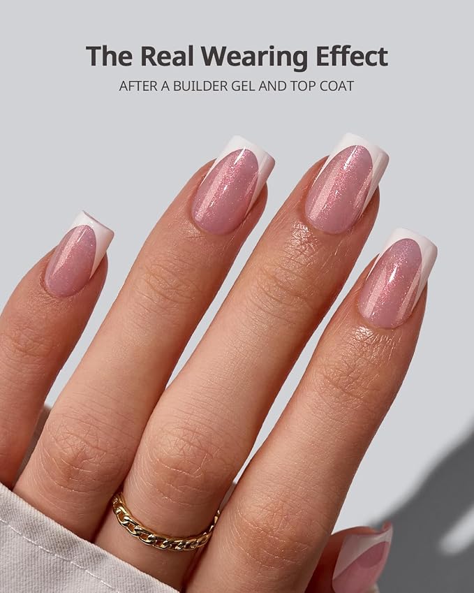 BTArtboxnails XCOATTIPS White French Tip Press On, S Square, Pink Glitter | Lamp-Curable 4-Week Wear, Salon Quality Value at Home, Natural Nail Look, Easy-to-Apply for Beginners, 96ct Nail Tips Only
