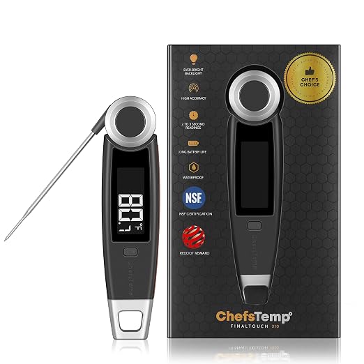 Finaltouch X10 Instant Read Digital Meat Thermometer NSF Certified | IP67 Waterproof Professional for Cooking Grilling BBQ Candy Oil with Rotating Probe and Backlit Display (Charcoal Gray)
