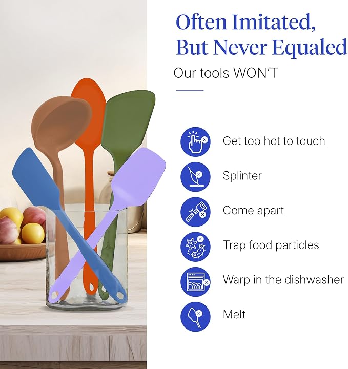 GIR: Get It Right 5 Piece Silicone Ultimate Kitchen Utensils Set - Ladle, Spatula, Flip, Spoon & Spoonula - Non-Toxic Cooking Utensils for Nonstick Cookware, Cooking and Baking - Mediterranean