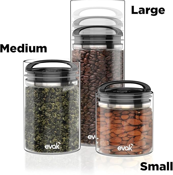 Prepara Evak Compact Glass Storage Canister, Medium, 6' x 3.75', 24oz
