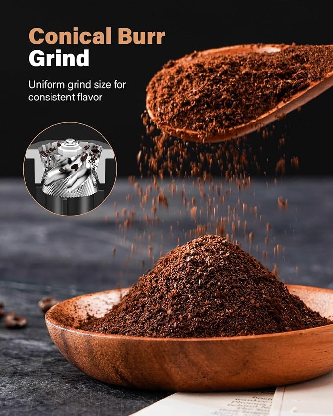 KIDISLE Conical Burr Coffee Grinder Electric, Espresso Grinder for Home Use, Burr Mill with 51 Grind Settings, Precision Electronic Timer, Stainless Steel Container