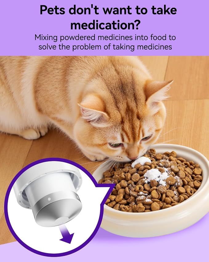 3-in-1 Pill Crusher & Cutter for Fine Powder, Portable - Purple | Features Stainless Steel Grinding Pestle for Fast Fine powder. Easy Open Pill Cutter & Crusher for Elderly and Pets.