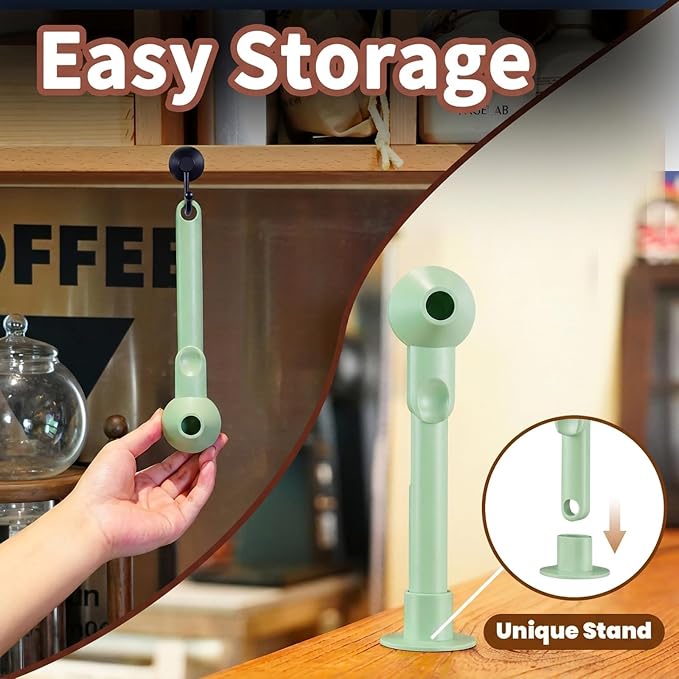 Coffee Scoop with Funnel for Ground Coffee, Protein Powder & Tea, 2 Tbsp | Mess-Free Scoop Funnel for Reusable K-Cup, Countertop Design for Home & Office, Handy Long Handle, Easy to Clean, 1-Pack