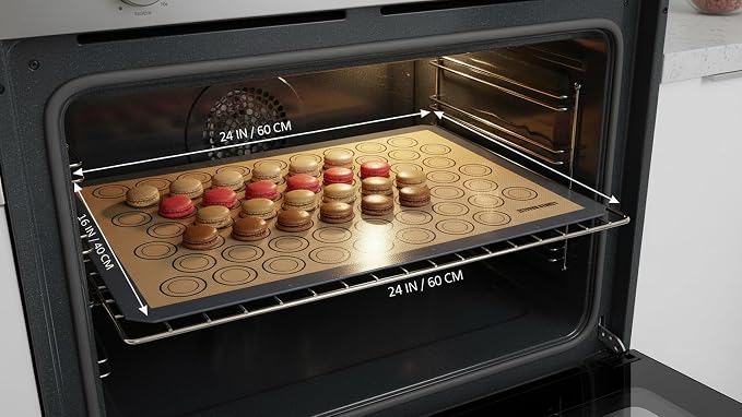 Macaron Baking Mat Silicone Non Stick, Full Sheet Reusable Pack of 2 Gray | Non-Stick Macaron Mat for Perfect Baking, Dishwasher & Oven Safe, For Macarons, Cookies, Bread and More, 16x24” (40x60cm)