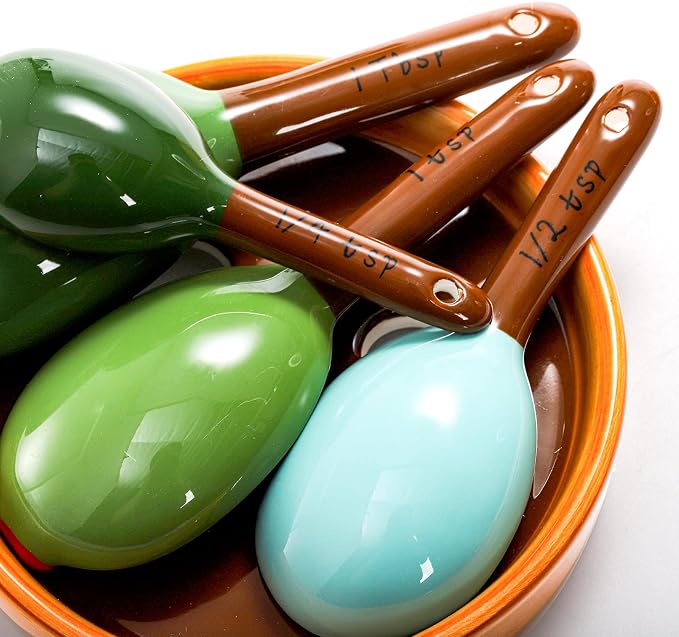 Coloch 5Pcs Ceramic Measuring Spoons in Pot, Cactus Shape Baking Measuring Spoons and Cup Decorative Cactus Figurine Measuring Spoon Set for Baking, Milk, Sugar, Salt