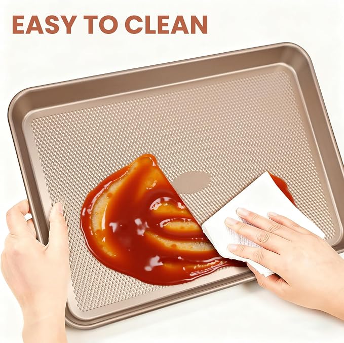 Heavy Duty Baking Sheet with Wire Rack Set, Thickened Carbon Steel pan 17.5"x11.8" with Cooling Rack, Nonstick Baking Pan Warp Resistant, 50 Parchment Sheets for Baking Cookie, Roasting Veggie & Bacon