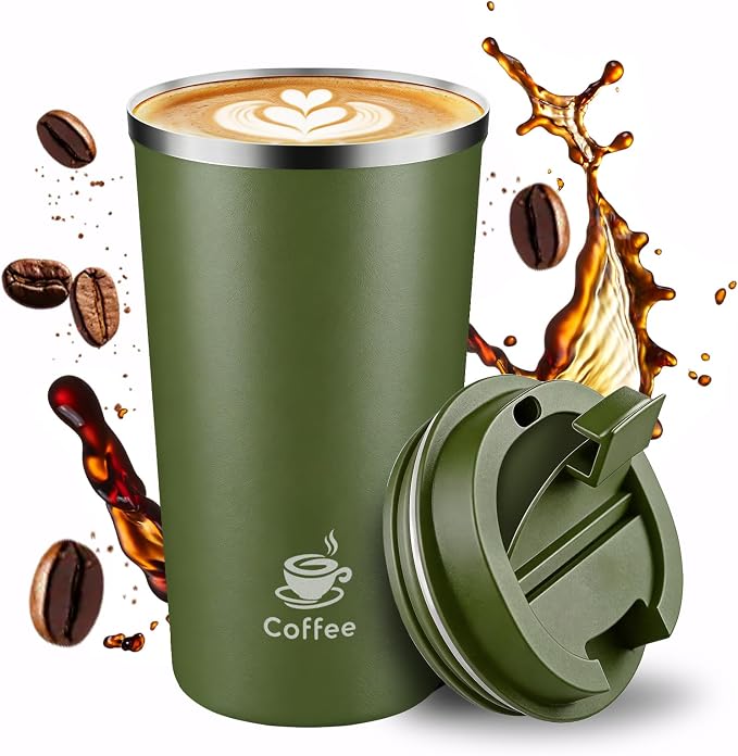 17oz Travel Coffee Mug ,Leakproof Vacuum Coffee Cup Insulated Tumbler | 304 Stainless Steel, Double-Wall Vacuum Insulated, Leakproof, Fits Hot & Cold Drinks Car Cup Holders, Travel, Office