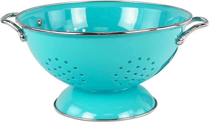 Reston Lloyd Calypso Basics Powder Coated Enameled Colander, 3-Quart, Turquoise
