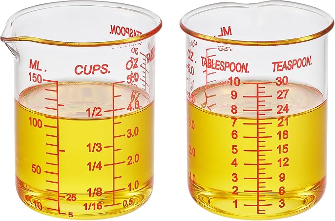 High Borosilicate Glass Measuring Cup-V-Shaped Spout，Glass Measuring Beaker for Kitchen or Restaurant, Easy to Read, 150 ML (5 Oz)-Single