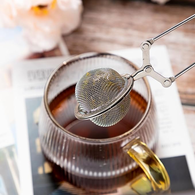 Yinder 40 Pcs Loose Leaf Tea Infuser Stainless Steel Mesh Snap Tea Ball Strainers with Handle Metal (Silver)