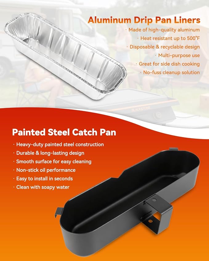 BBQ Future Grease Cup with 20 Pack Aluminum Foil Liners for Blackstone 22 Inch Electric Griddle, Grease Catcher Drip Pan Tray Replacement for 17" & 22" Electric Griddle Models 8001, 8003, 8000, 8005
