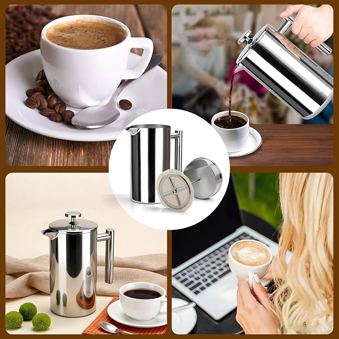 Paper Coffee Filters for Secura French Press 50 Oz, 100 Pcs 4.5 Inch | Disposable Perforated Unbleached Brown Coffee Filters, Bring Pure Coffee Flavor, Suitable for Home & Office