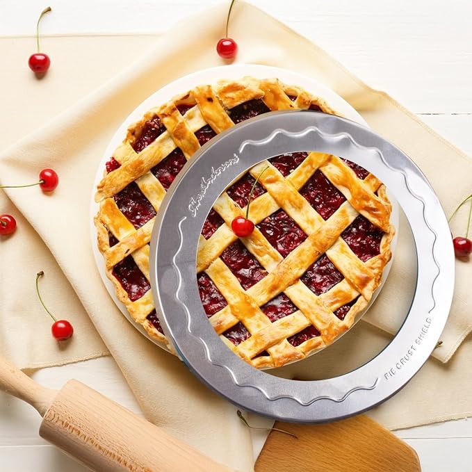 Mrs. Anderson's Baking Pie Crust Protector Shield, Fits 9.5-Inch And 10-Inch Pie Plates, Prevents Over-Browning And Spills