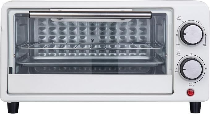 Kitchen Elite 4-Slice Countertop Toaster Oven, Stainless Steel Tray, White