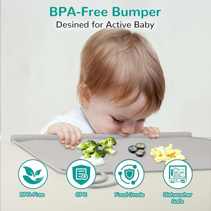 Silicone Placemat for Baby Self-Eating: Dishwasher Safe & Non-Slip for Dining Table - Table Mat for Baby 8-18 Months