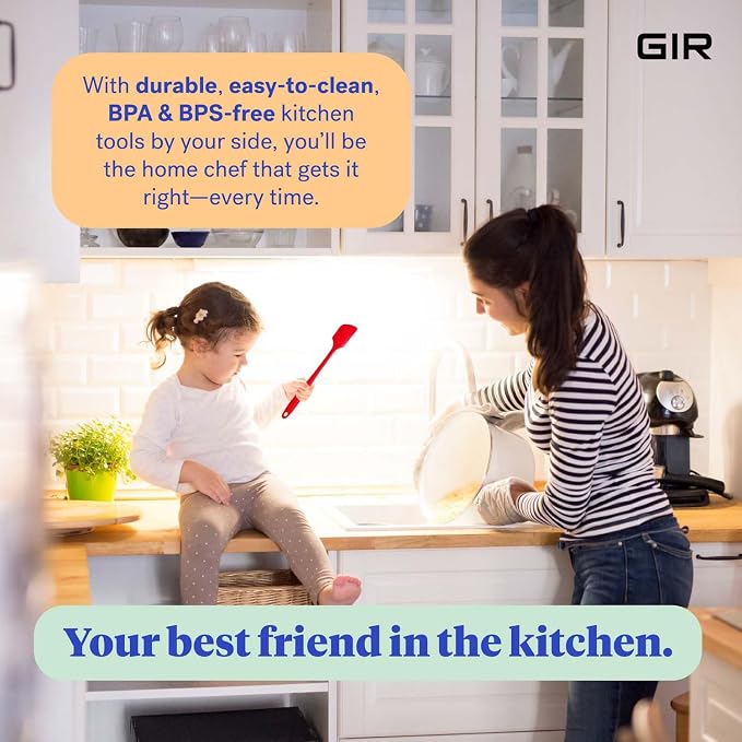 GIR: Get It Right Silicone Kitchen Spatula - Non-toxic Cooking Utensils for Nonstick Cookware, Cooking and Baking, Skinny - 11IN - Red