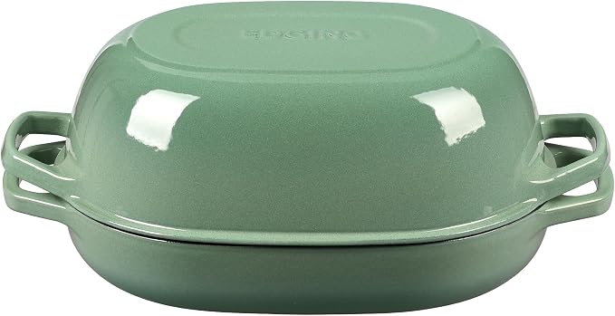 EDGING CASTING Enameled Cast Iron Oval Dutch Oven Pot with Lid, Dutch Oven for Sourdough Bread Baking, Bread Oven, Bread Dutch Oven, Oval Bread Pan, 7qt, Sage Green