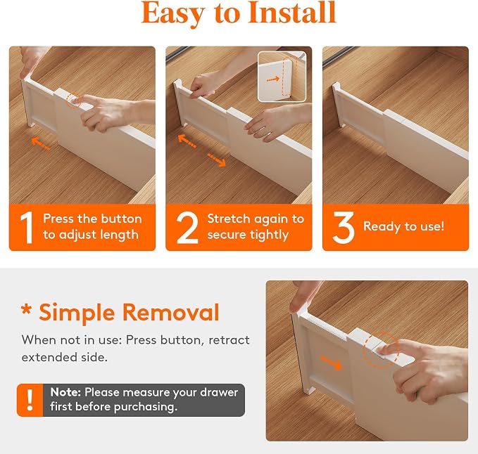 Lifewit 6" Tall Upgrade Drawer Dividers, Adjustable Deep Drawer Organizer | 16 Pack 13.5"-22" Expandable White Drawer Separator for Clothes, Dresser/Kitchen/Closet/Bedroom/Office Organization & Storage